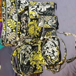 Vera Bradley Black and Yellow Floral Backpack Set
